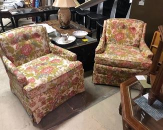 Pair of small scaled upholstered chairs 