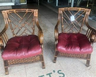 Pair of Rattan arm chairs 