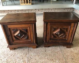 Pair of carved door Brazilian cabinets 