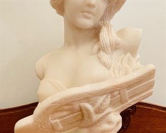 1_____ $1,950
Italian marble bust of lady on column w lyre
• 27"T  x 17"Lx 12"D Unsigned