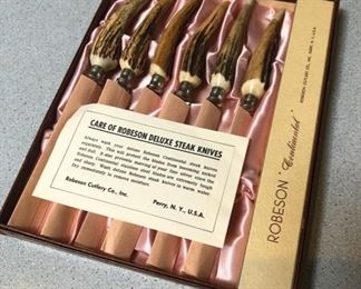 Robeson Deluxe Steak Knives Set of 6, Antler Knives
