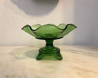Vintage Green Glass Serving Dish