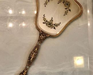 Vintage Gold Ornate Hand Mirror
