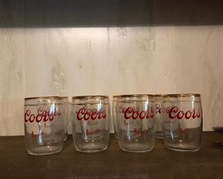 Vintage Coors Banquet Short Barrel Beer Glasses Set of 8