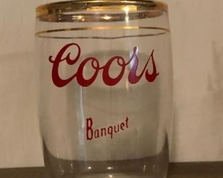 Vintage Coors Banquet Short Barrel Beer Glasses Set of 8