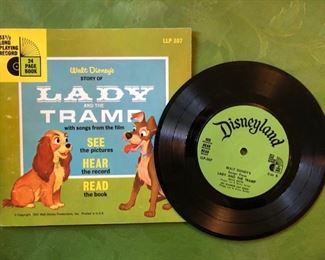 Vintage Disney Lady and the Tramp Book & Record (See,Hear,Read) with songs, 1965