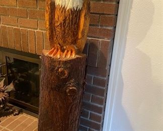 Wood Carved Bald Eagle