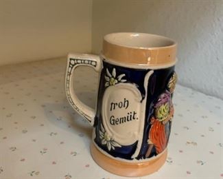 Vintage Lusterware Beer Stein Western Germany Froh Gemiit Lustig Lied 4"