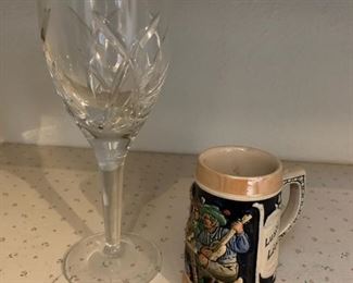 Vintage Lusterware Beer Stein Western Germany Froh Gemiit Lustig Lied 4"