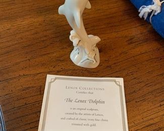 Authentic Vintage Lenox Dolphin Porcelain Figurine Gold Trim 4”
