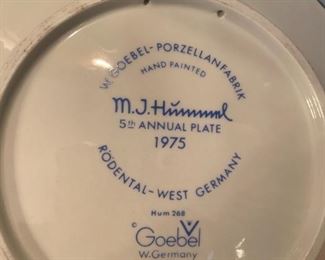 M.J. Hummel Goebel Collectable Plate 1975