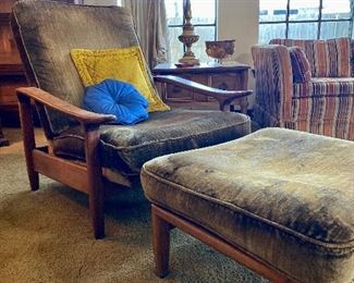 Mid Century Recliner with Ottoman