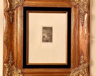 Rembrandt Etching Circa 1644 Titled "The Rest on the Flight: A Night Piece"