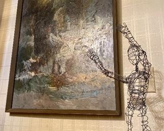 Mid Century Original Painting 1964 by: C. Embrey "Down From Windsor Creek- Sante Fe de Cristo Mountains"