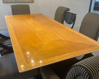 Italian wood dining table and six chairs