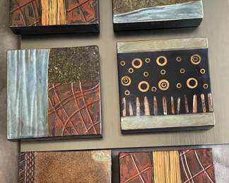 6 Pottery squares sold together. Art