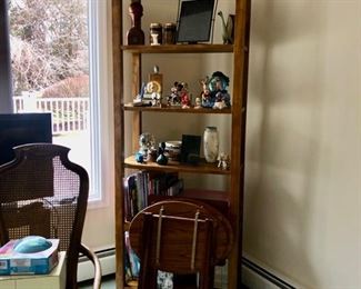 Pair of tall wood shelves 