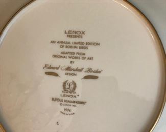 Collection of Lenox "Boehm Birds" plates 