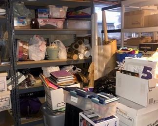 Packed basement with all kinds of home essentials & craft supplies 