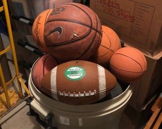 Basket & footballs