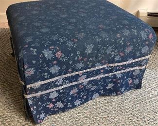 Blue Floral Ottoman