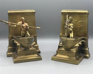 Bronze Whalemen Bookends