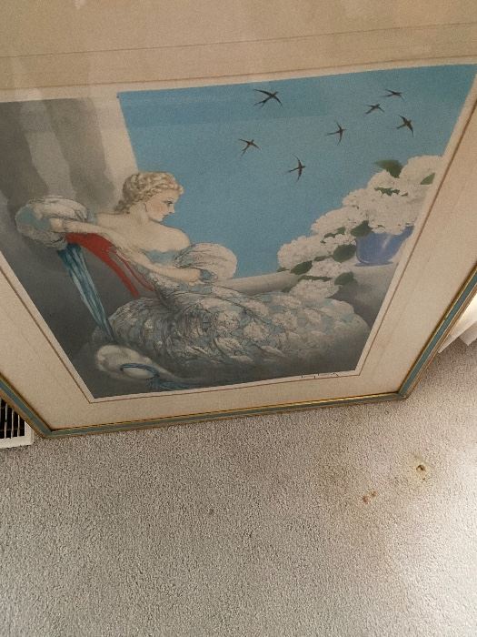 Louis ICart ( French Artist 1888-1950) "Symphony in Blue" 1936, Signed, Pencil Signed. Vintage Frame