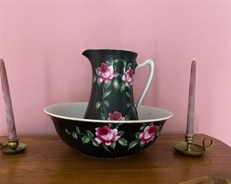 Antique Hand Painted Pitcher/Bowl