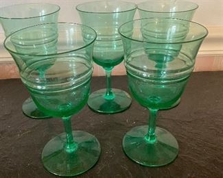 Vintage Vaseline Green Water Glasses