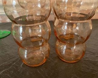 Vintage Pink Wavy Tumblers (6) 1930's