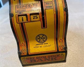 Vintage Tin Litho Get Rich Quick( I have been very patient!!), Louis Marx Bank.