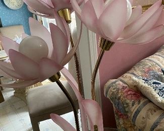 1980's Pink Lotus Pink Table Lamp