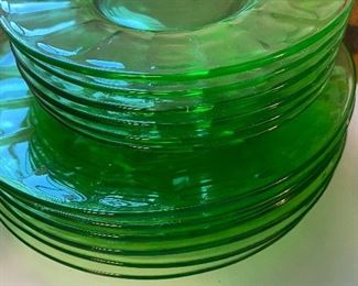 Vintage Hazel Atlas Vaseline Green Plates