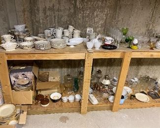 ROOM in Basement ..FILLED ..Vintage Glass Ware, Antique Bottles, Stuff