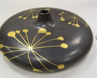 squat vase with whirl pattern