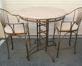 bistro table, and two chairs