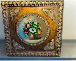$250.00   -   Signed Remy Still Life Flower Vase Framed in Vintage Gold Round Window Frame

 LOCATION: Bethesda, MD

 WHY WE LOVE IT:

 Lovely piece of vintage art.  The frame is as impressive as the art itself.  

 DETAILS + DIMENSIONS:

frame - 6 x 6
painting 3
 

CONDITION: Both frame and art are in god vintage condition.  Please refer to photos for a more detailed look at condition.  We make every attempt to list and photograph any defects or signs of wear that are significant to this sale. 

 

LOCAL PICK UP BETHESDA, MD.  BUYER IS RESPONSIBLE FOR ANY NECESSARY DISASSEMBLY AND ALL COSTS ASSOCIATED WITH SHIPPING OR PICK UP.  PLEASE CONTACT US FOR SHIPPING REFERRALS