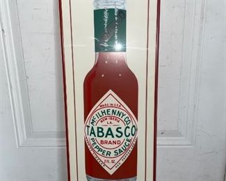 $150.00     Vintage Tabasco Hot Stuff Framed Poster Union St. Graphics Pop Art Lithograph
LOCATION: Bethesda, MD. 
WHY WE LOVE IT:
A framed "Mc Ilhenny Co. Tabasco" Pop Art lithograph, circa 1980s. This offset print is after a pop art graphic of a bottle of Tabasco sauce, with the caption “Hot Stuff, Union St. Graphics, 1690 Union St. San Francisco” at the bottom. Housed in a red frame with mat under glass with hanging wire to back.
DETAILS + DIMENSIONS:
10.5 x 33.5
CONDITION: There is water damage at the lower portion of this piece.  Some water staining on bottom 1/4 of print.  Please refer to photos for a more detailed look at condition.  We make every attempt to list and photograph any defects or signs of wear that are significant to this sale. 
LOCAL PICK UP BETHESDA, MD.   BUYER IS RESPONSIBLE FOR ANY NECESSARY DISASSEMBLY AND ALL COSTS ASSOCIATED WITH SHIPPING OR PICK UP.  PLEASE CONTACT US FOR SHIPPING RECOMMENDATIONS.