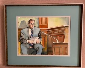 $75 - Witness Watercolor Painting
LOCATION: Washington, D.C.
DETAILS + DIMENSIONS:  23" x 18" framed
CONDITION: Please refer to photos for a more detailed look at condition.  We make every attempt to list and photograph any defects or signs of wear that are significant to this sale. 
LOCAL PICK UP WASHINGTON DC.   BUYER IS RESPONSIBLE FOR ANY NECESSARY DISASSEMBLY AND ALL COSTS ASSOCIATED WITH SHIPPING OR PICK UP.  PLEASE CONTACT US FOR SHIPPING REFERRALS.