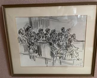 $75 - Courtroom Pencil / Charcoal Art
LOCATION: Washington, D.C.
DETAILS + DIMENSIONS: 18" x 14"
CONDITION: Please refer to photos for a more detailed look at condition.  We make every attempt to list and photograph any defects or signs of wear that are significant to this sale. 
LOCAL PICK UP.   BUYER IS RESPONSIBLE FOR ANY NECESSARY DISASSEMBLY AND ALL COSTS ASSOCIATED WITH SHIPPING OR PICK UP.  PLEASE CONTACT US FOR SHIPPING REFERRALS.