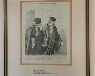 $100 - js  Honore Daumier Open Edition Print  "Men of the Law"
LOCATION: Washington DC
WHY WE LOVE IT:
These appear to be later open series editions prints by the famous French artist, Honore-Victorin Daumier Born in 1808 and Died in 1879. 
DETAILS + DIMENSIONS: 18" x 15" and 18" x 16"
CONDITION: Please refer to photos for a more detailed look at condition.  We make every attempt to list and photograph any defects or signs of wear that are significant to this sale. 
LOCAL PICK UP WASHINGTON DC.   BUYER IS RESPONSIBLE FOR ANY NECESSARY DISASSEMBLY AND ALL COSTS ASSOCIATED WITH SHIPPING OR PICK UP.  PLEASE CONTACT US FOR SHIPPING REFERRALS.
