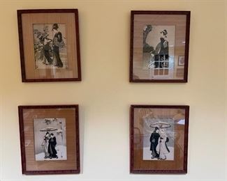 Set of Four Matted and Framed Asian Ladies Ink Drawings
$300.00     LOCATION: Washington DC

WHY WE LOVE IT: 

Set of 4 companion ink drawings of Asian women framed in wood frames with matting. 

DETAILS + DIMENSIONS: 12" x 10" each  

CONDITION:  Vintage pieces in good condition with signs of age to be expected from vintage art.  Please refer to photos for a more detailed look at condition.  We make every attempt to list and photograph any defects or signs of wear that are significant to this sale. 

LOCAL PICK UP WASHINGTON DC.   BUYER IS RESPONSIBLE FOR ANY NECESSARY DISASSEMBLY AND ALL COSTS ASSOCIATED WITH SHIPPING OR PICK UP.  PLEASE CONTACT US FOR SHIPPING REFERRALS.