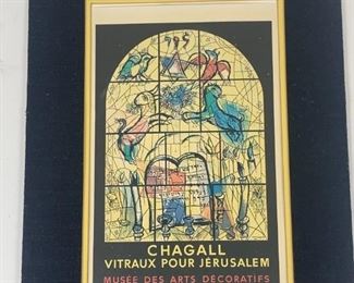 $485 -MARC CHAGALL VITRAUX POUR JERUSALEM SIGNED LITHOGRAPH/PRINT EXHIBITION POSTER
This is a rare SIGNED Marc Chagall Lithograph Exhibition Poster. As the pix show, it is signed and dated in the right lower portion of the plate, but also signed in the border center bottom.  According to some art galleries, Chagall sometimes signed one complimentary lithograph in his larger runs. It is titled "Vitraux Pour Jerusalem" and was published in 1961 in Paris, France by CH. Sorbier Grav.
DETAILS:
mat 13 7/8 x 19 inches
art 9.75 x 14 inches
CONDITION: In good  condition.  Please refer to photos for a more detailed look at condition.  We make every attempt to list and photograph any defects or signs of wear that are significant to this sale. 
LOCAL PICK UP.   BUYER IS RESPONSIBLE FOR ANY NECESSARY DISASSEMBLY AND ALL COSTS ASSOCIATED WITH SHIPPING OR PICK UP.  PLEASE CONTACT US FOR SHIPPING REFERRALS
