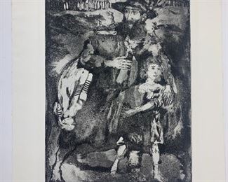 $250 - WALTER SPITZER PENCIL SIGNED ARTISTS PROOF LITHOGRAPH "JEW AND BOY GOING AWAY"
LOCAL PICK UP BETHESDA MD                                       This piece is a rare pencil signed ORIGINAL Lithograph and is marked "épreuve d'artiste". Traditionally, artists kept these proofs for their personal collections—and artworks that belonged to the artists themselves will be more valuable in today's market. Proofs are also highly desirable if they are in some way unique, such as those that feature notes from the artist. 
CONDITION: In good condition.  Please refer to photos for a more detailed look at condition.  We make every attempt to list and photograph any defects or signs of wear that are significant to this sale. 
LOCAL PICK UP.   BUYER IS RESPONSIBLE FOR ANY NECESSARY DISASSEMBLY AND ALL COSTS ASSOCIATED WITH SHIPPING OR PICK UP.  PLEASE CONTACT US FOR SHIPPING REFERRALS  