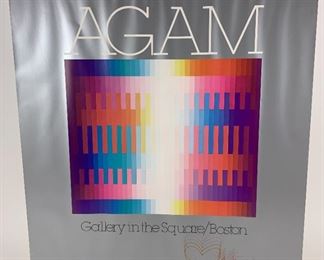 $650 - YAACOV AGAM 1980 GALLERY IN THE SQUARE BOSTON FIVE TIMES HAND SIGNED                
LOCAL PICK UP BETHESDA MD                                       
This is a rare Agam 5 time signed piece. The piece was signed by Agam in the presence of it's current owner.  It's Vintage 1980 Yaacov Agam Gallery Poster from the Circle Gallery Soho York. It is in very good condition without a frame.
25.5 x 23 inches
Condition: The piece is in very good condition.   Please refer to photos for a more detailed look at condition.  We make every attempt to list and photograph any defects or signs of wear that are significant to this sale. 
LOCAL PICK UP.   BUYER IS RESPONSIBLE FOR ANY NECESSARY DISASSEMBLY AND ALL COSTS ASSOCIATED WITH SHIPPING OR PICK UP.  PLEASE CONTACT US FOR SHIPPING REFERRALS