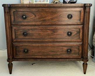 Baker Furniture walnut three-drawer bureau. Measures 34" W x 20" D x 39" H. Photo 1 of 2.
