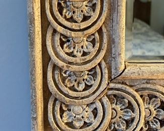 Crackle painted wood mirror with silver highlights. Measures 34" W x 51" H. Photo 2 of 2.