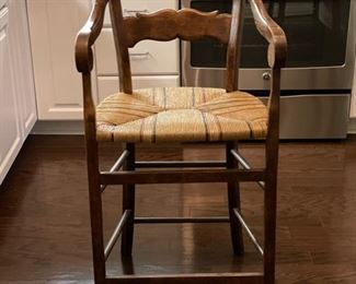 Set of 4 of rush-seat bar stools. Seat height measures 23" H. Each measures 20" W. Photo 1 of 2.