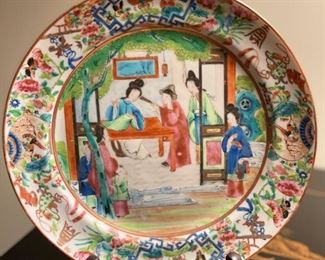 Pair of Antique Chinese Export plates. Each measures 9" D. Photo 1 of 2.