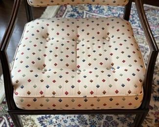 Pair of vintage Edward Wormley for Dunbar upholstered arm chairs. Each measures 26" W x 22" D. Photo 2 of 2.